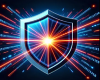 Shield graphic radiating light