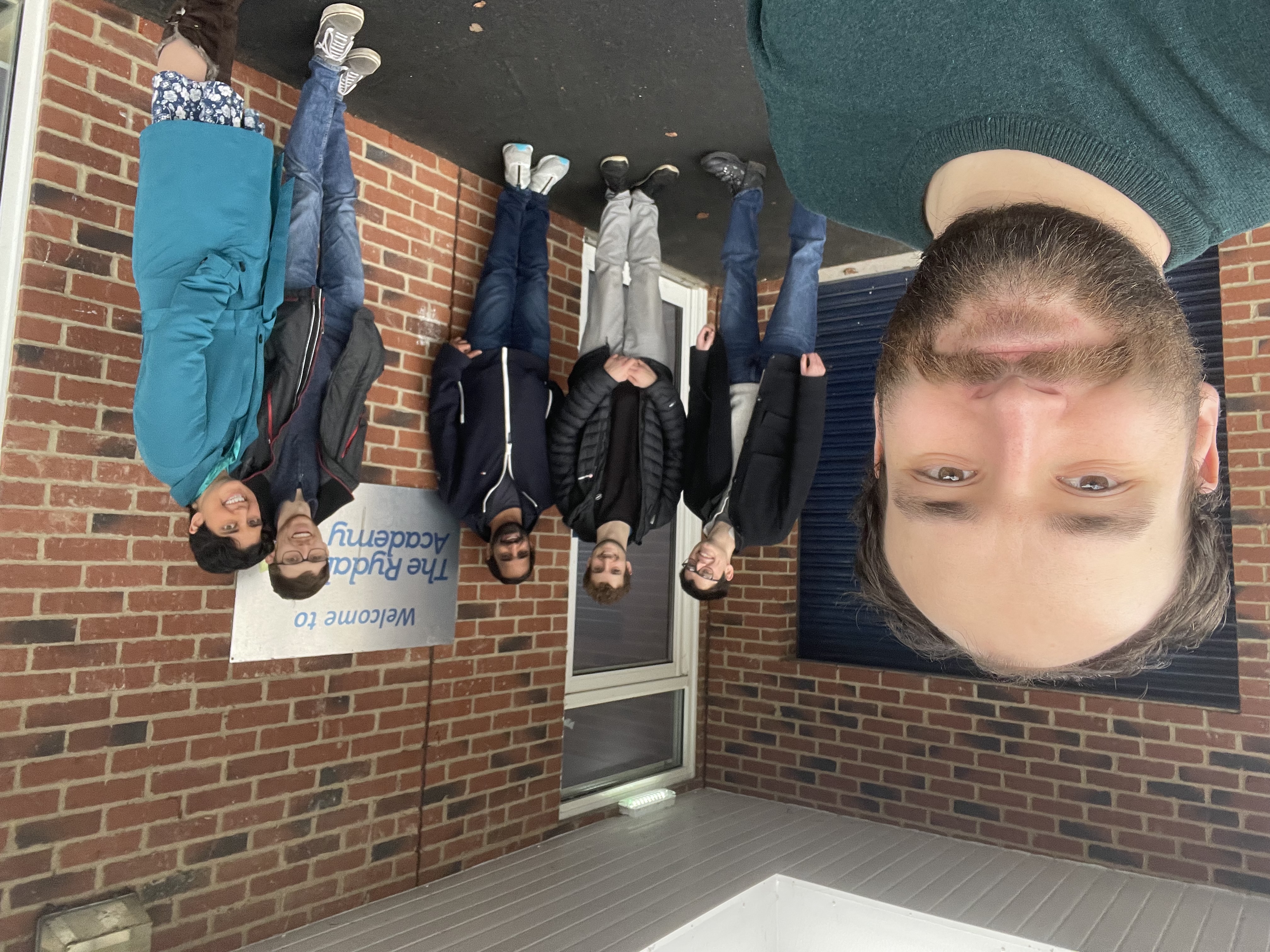 Team from Durham Physics pose outside Rydal school in Darlington