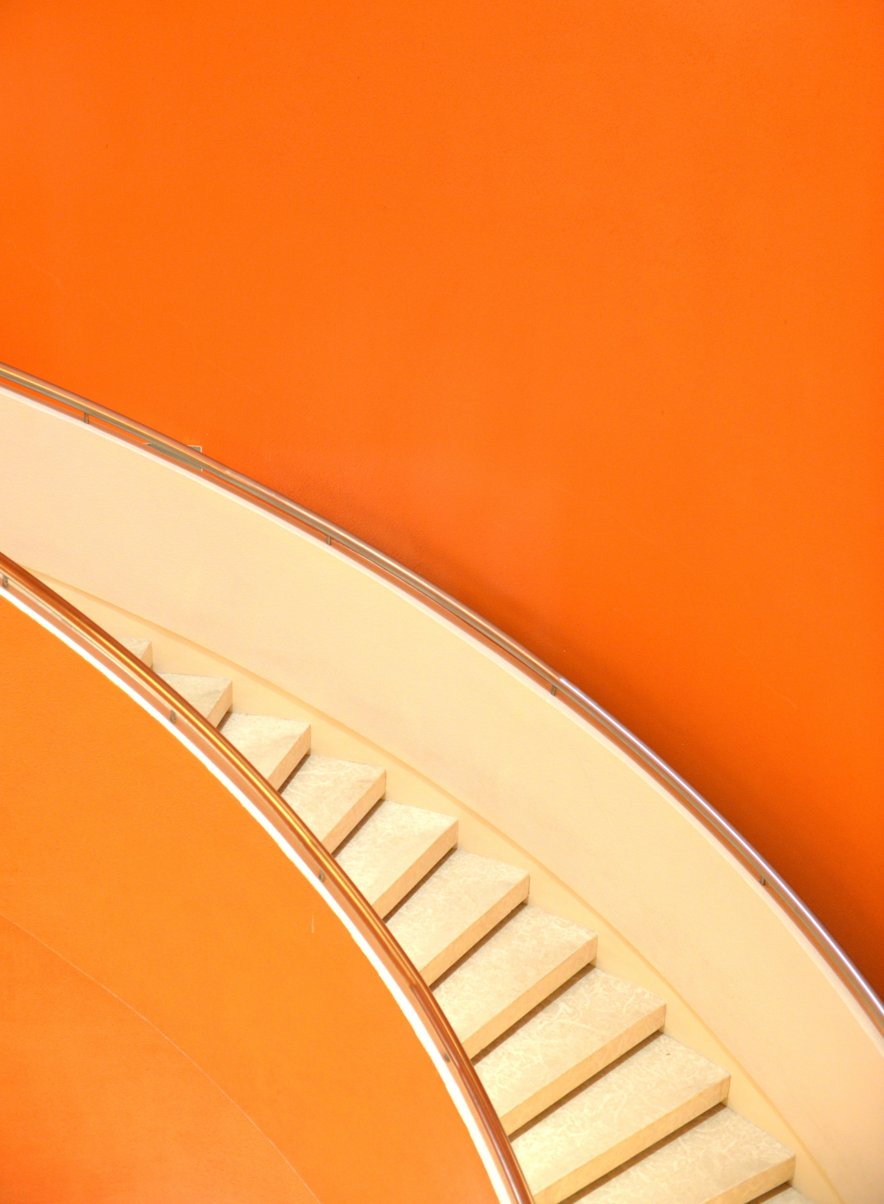 stairs with orange background
