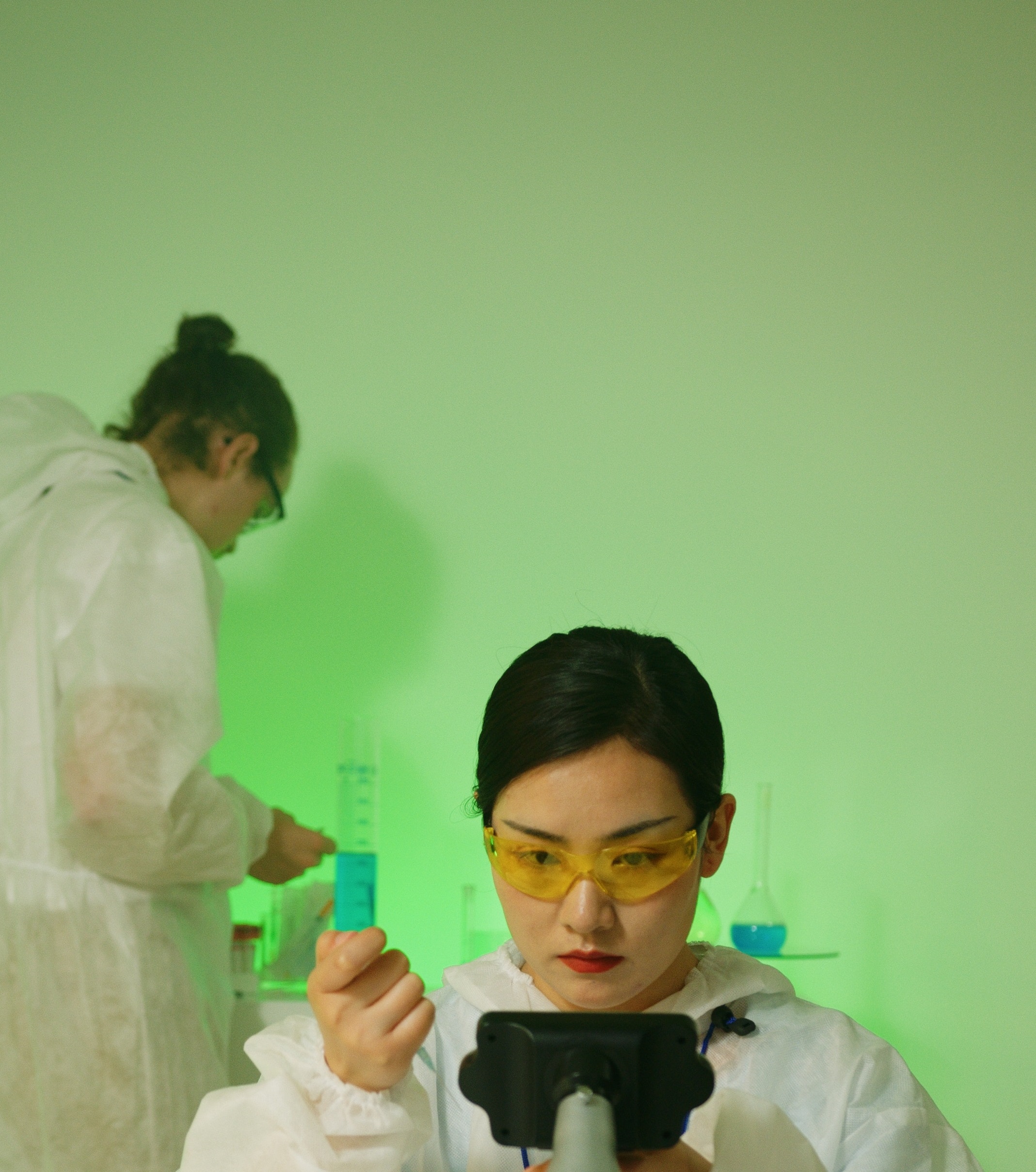 Lab research green background