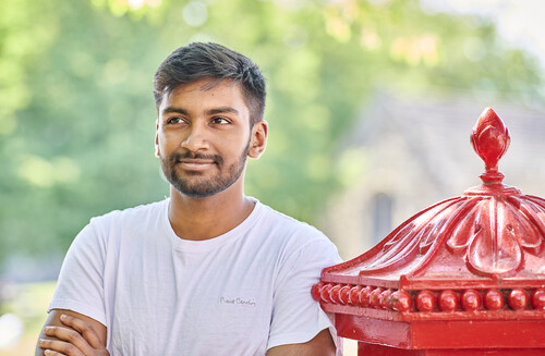 Durham University student on Palace Green