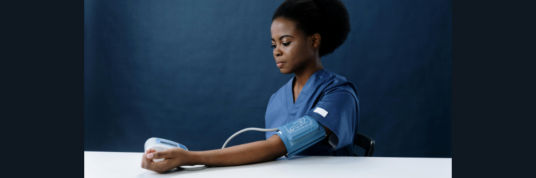 Patient checking blood pressure