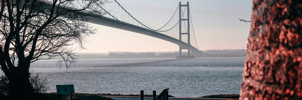 The Humber Suspension Bridge spans over the River Humber.