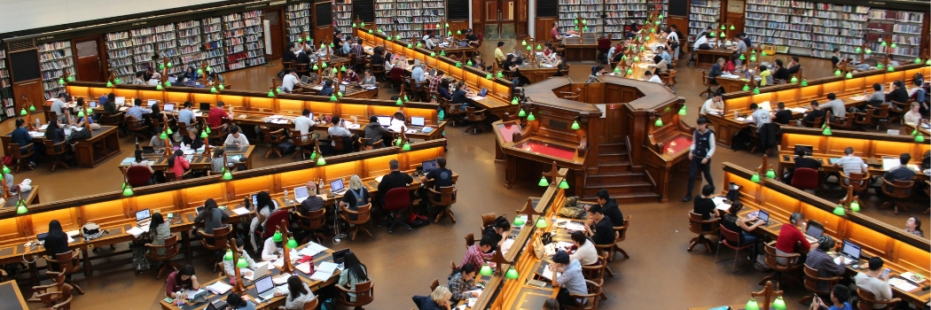 Researchers at library