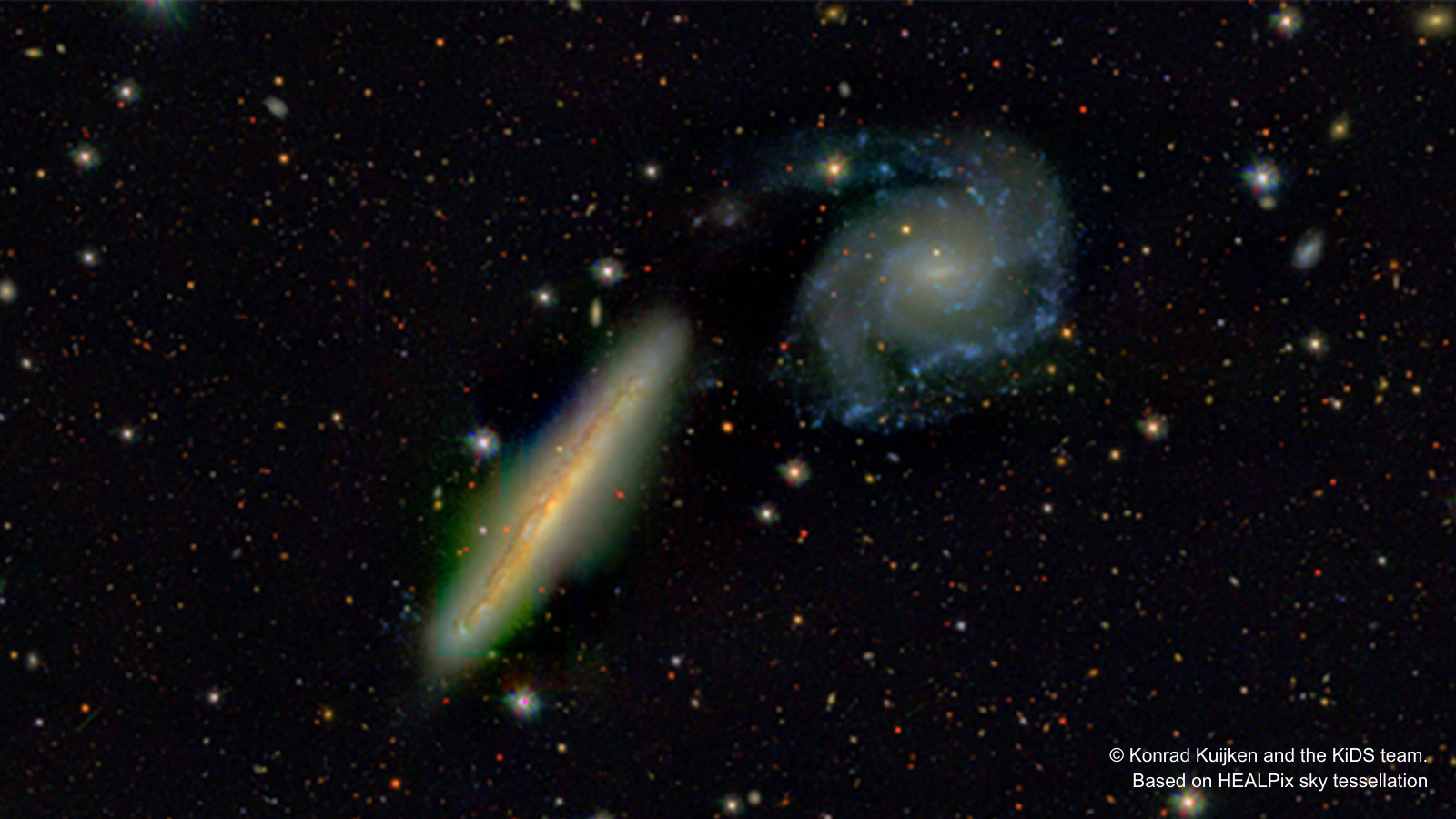 The Kilo-Degree Survey has taken images of 41 million galaxies in its eight years of observation. This image shows a section of the data set.