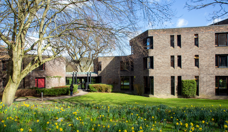 Trevelyan College exterior on a sunny spring day