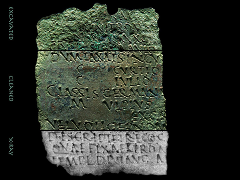 Cleaned and x-rayed stone artefact