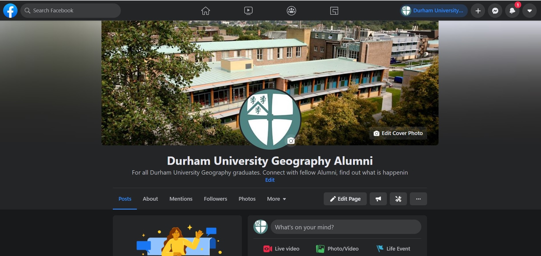 Screenshot of Alumni Facebook Page