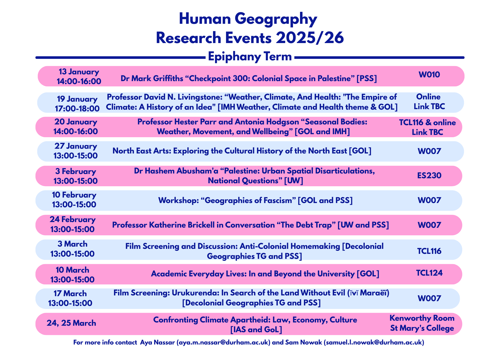 HG research cluster events term 2