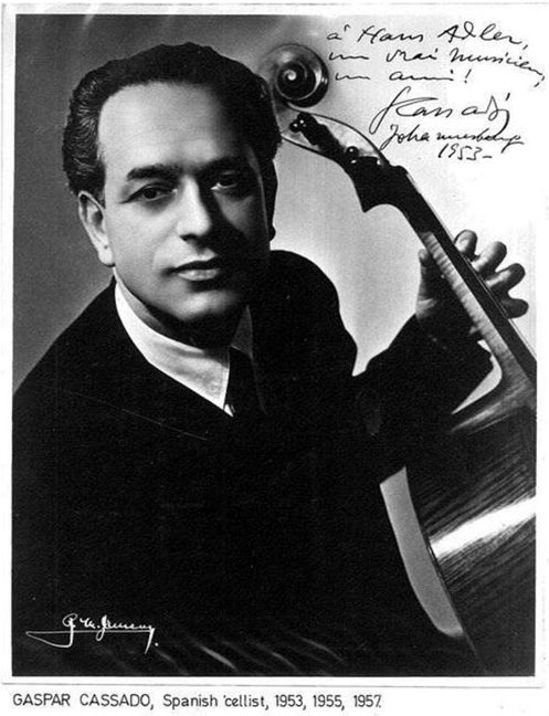 Gaspar Cassado holding a cello