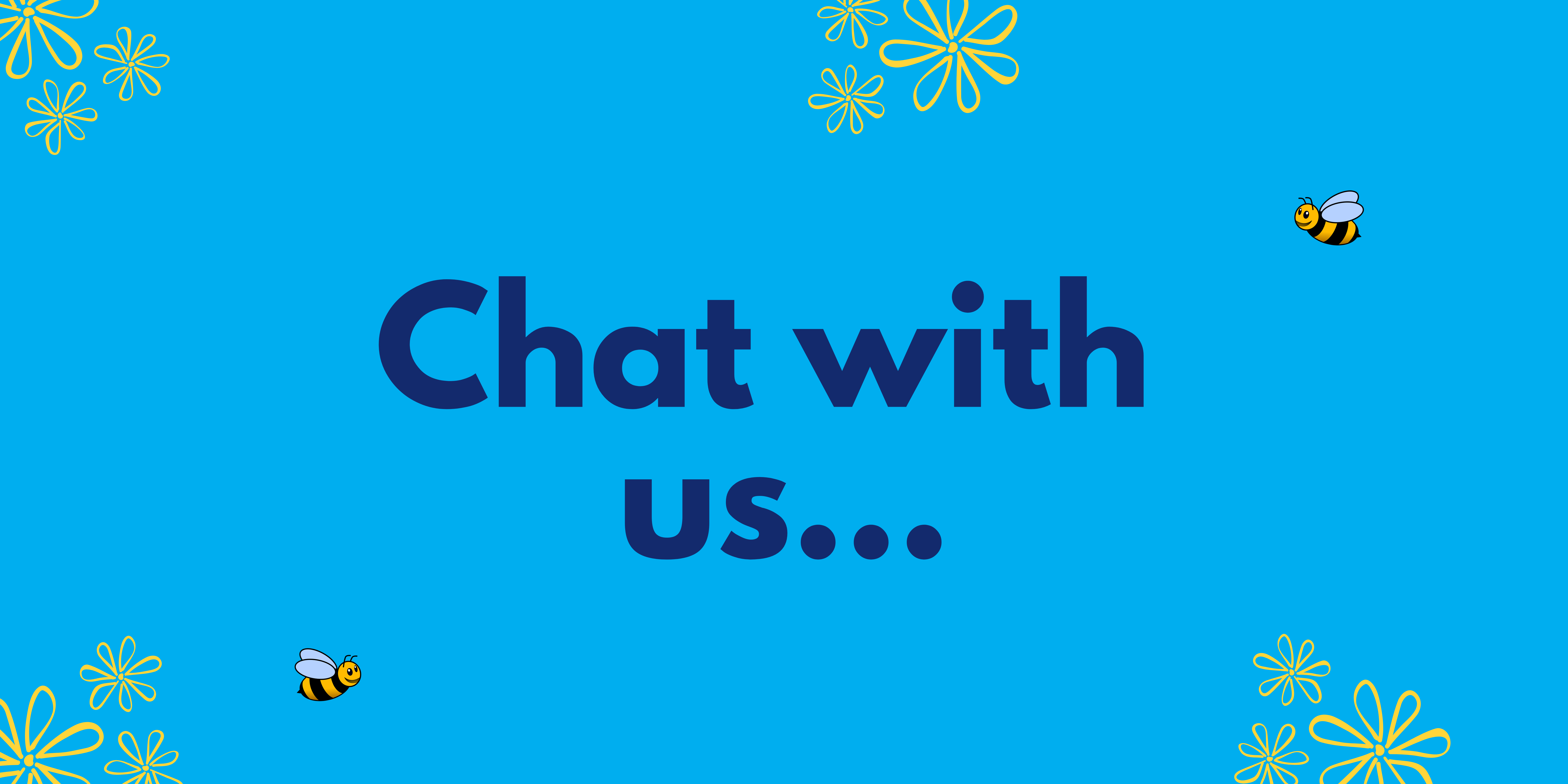 Blue background with the text