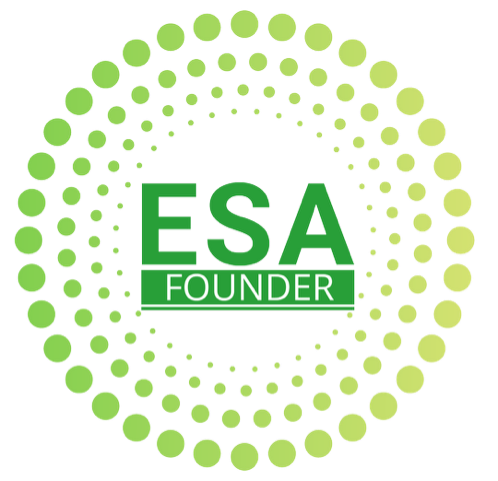 Green ESA Founder logo surrounded by green dots in a circle