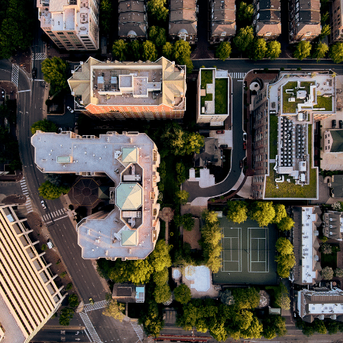 Modern urban city district