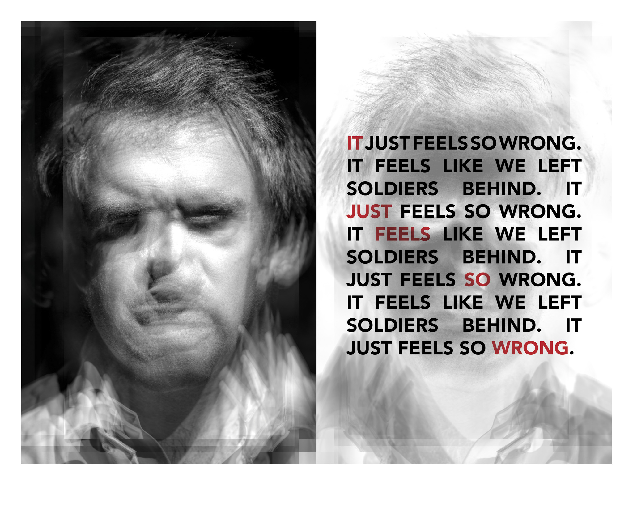 A photo of a man depicting his moral anguish, with the words