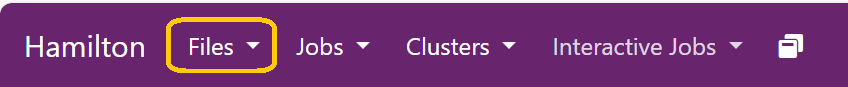 Hamilton8 portal menu bar with Files item highlighted