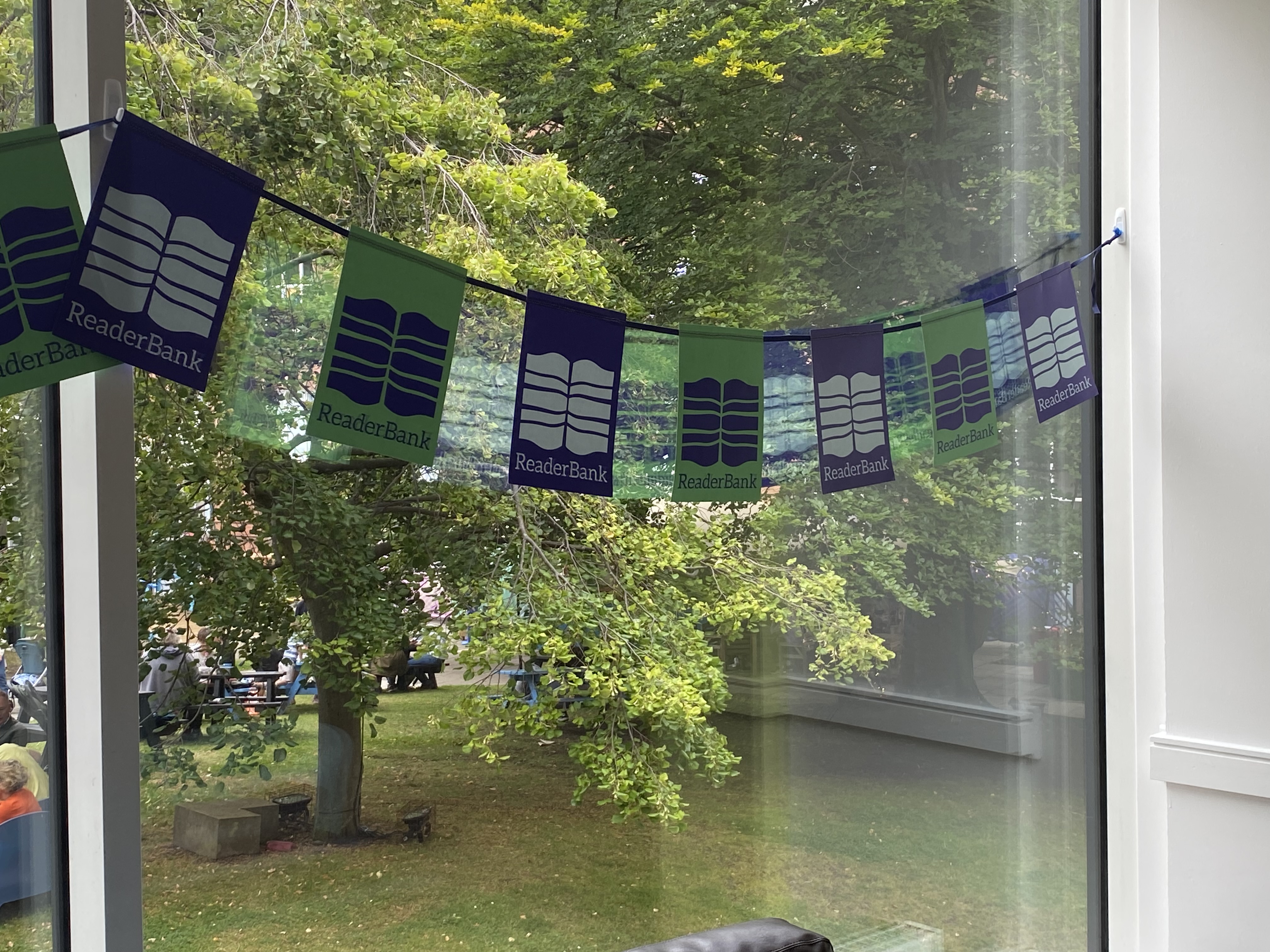 Blue and green bunting