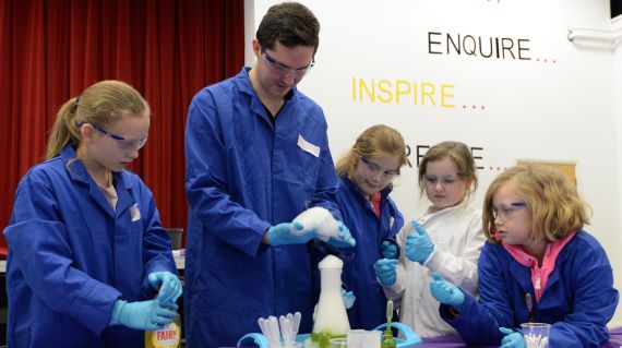 DTC students working with school children